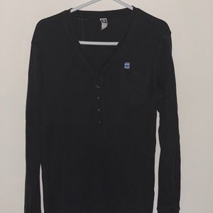 G Star all black long sleeve V neck